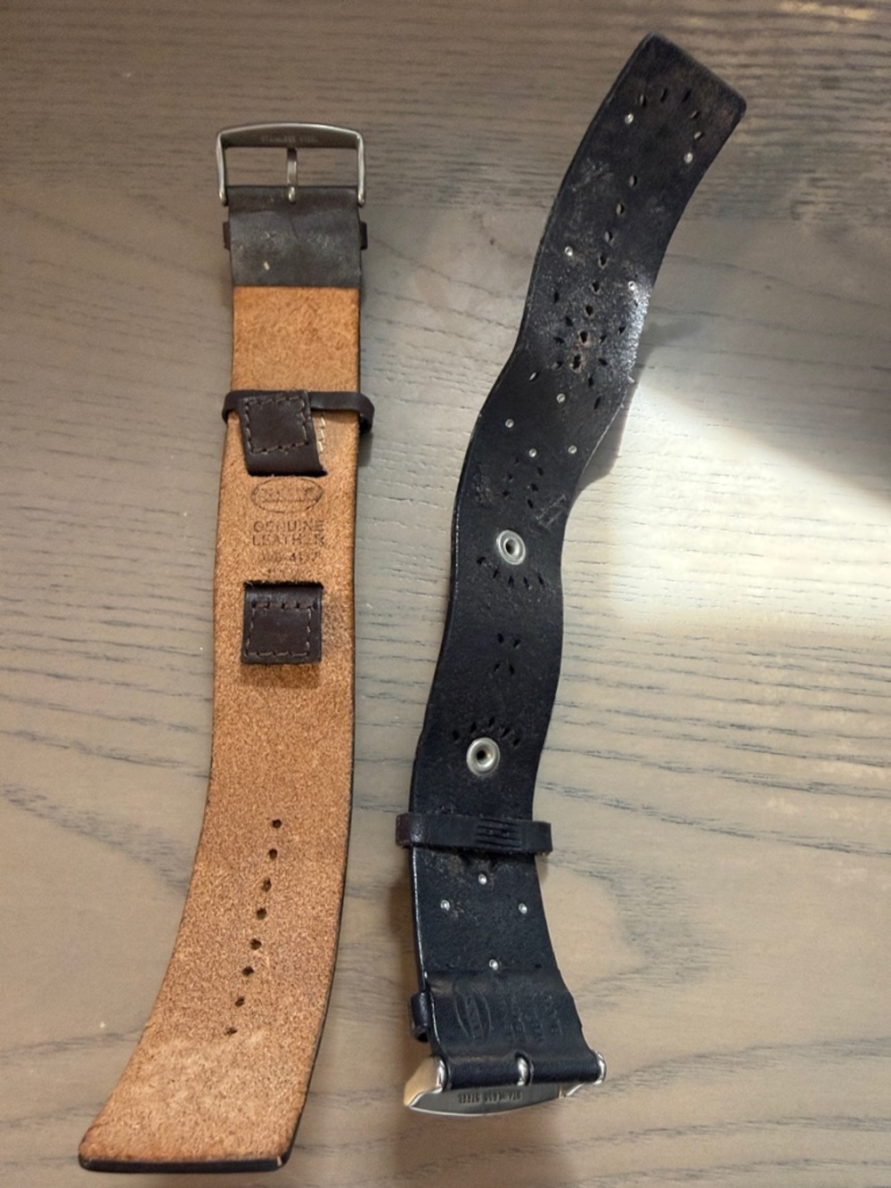 Embroidered Brown Leather Cuff Watch Band with Floral Detail - Picture 3 of 6